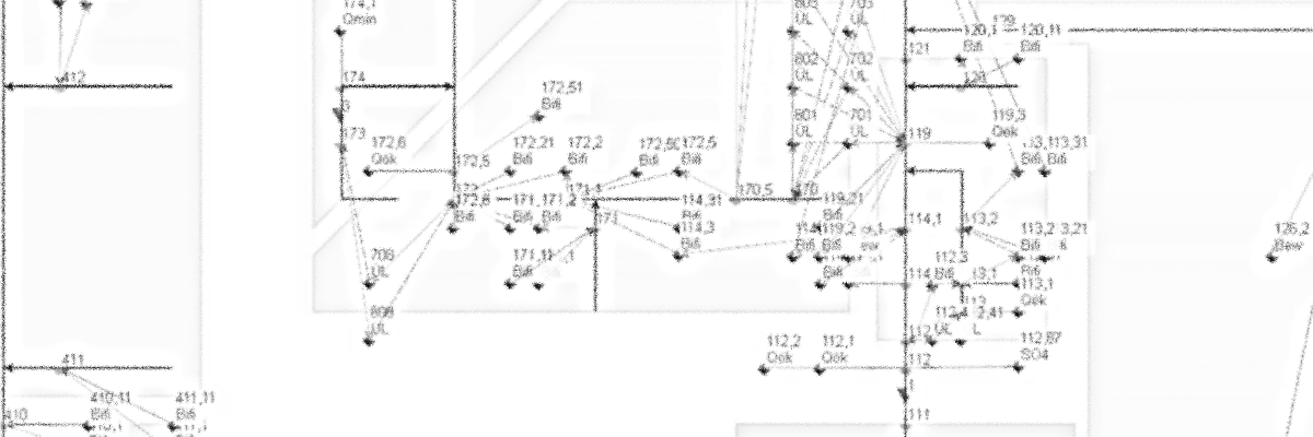 Liste mit Modellelementen und Übersichtsgrafik mit vielen miteinander verbundenen Modellelementen.